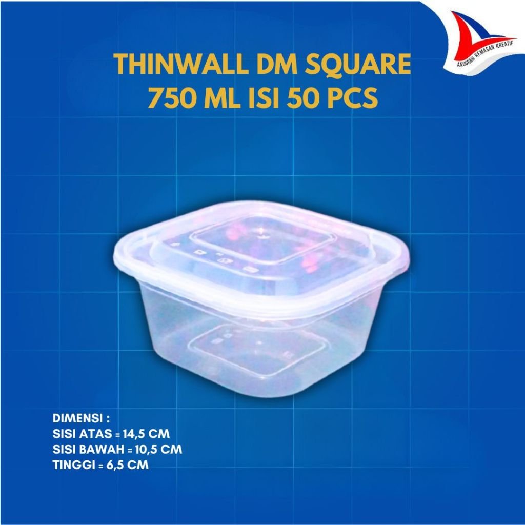 Thinwall DM Square 750 ml / Kotak Plastik Isi 50 Pcs