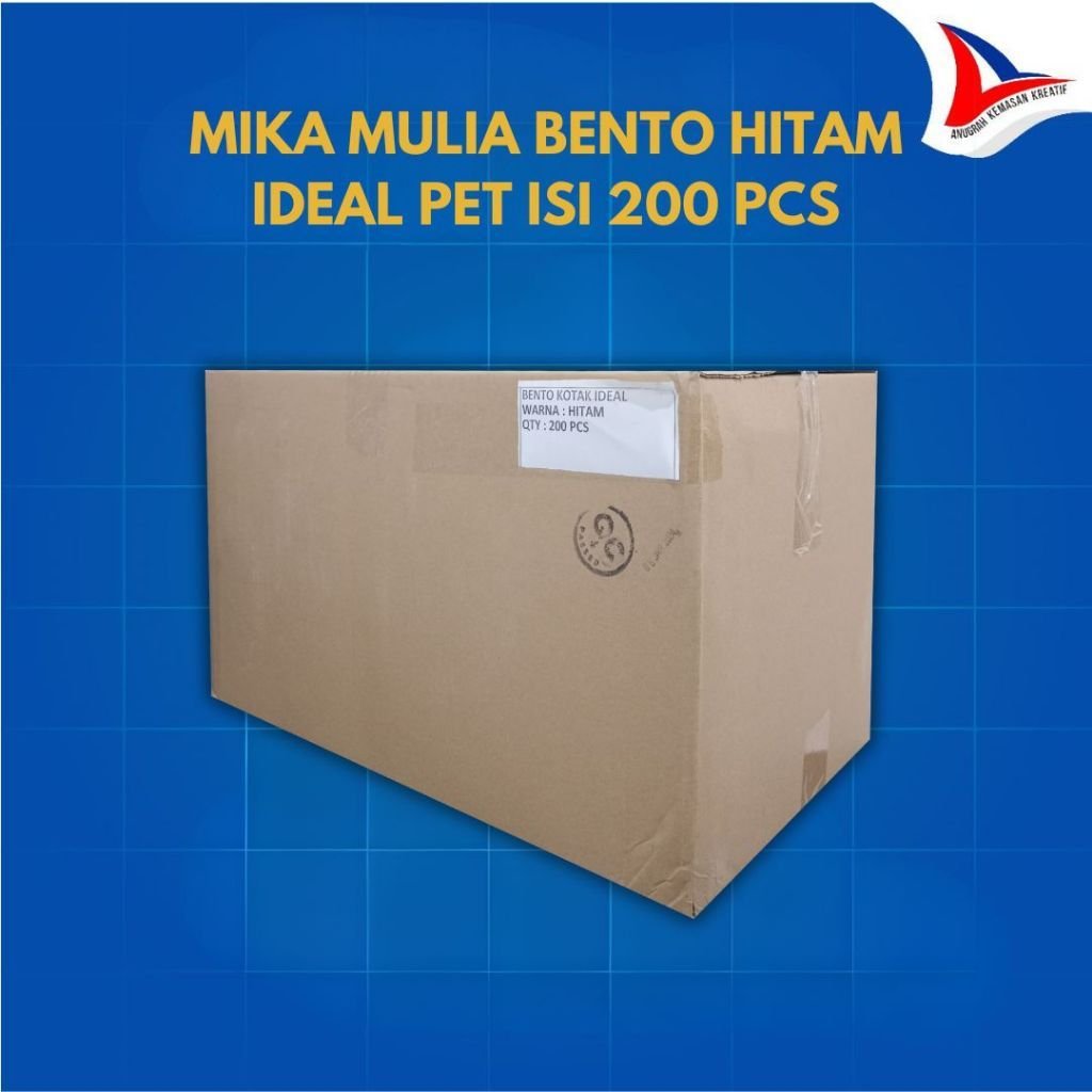 Mika Mulia Bento Hitam Ideal Pet / Kotak Makan Sekat Isi 200 Pcs (1 Karton)