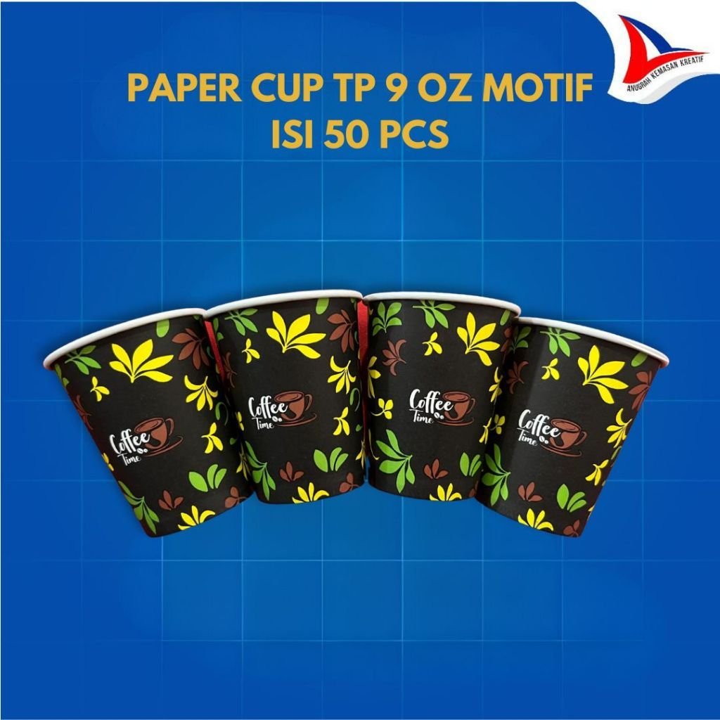 Paper Cup Tp 8S Oz Motif 210 Gsm / Gelas Kertas Kopi Isi 50 Pcs