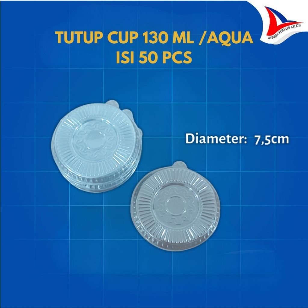 Tutup Cup 130 Ml Aqua / Tutup Gelas 200 Ml Isi 50 Pcs