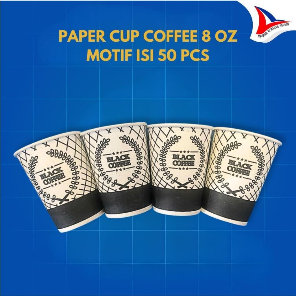 Paper Cup Coffee 8 Oz Motif / Gelas Kertas Kopi Isi 50 Pcs