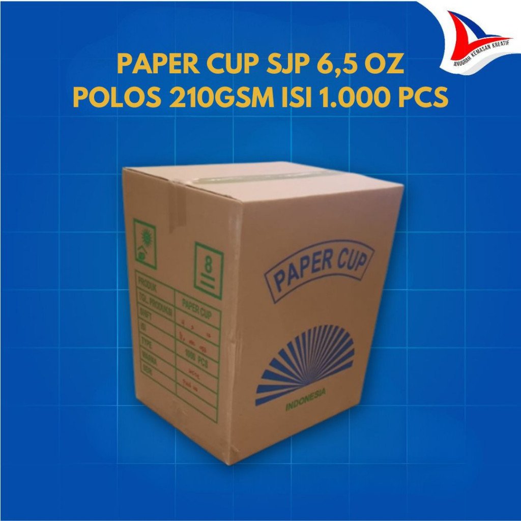 Paper Cup Sjp 6,5 Oz Polos 210 Gsm / Gelas Kertas Kopi Isi 1.000 Pcs (1 Karton)
