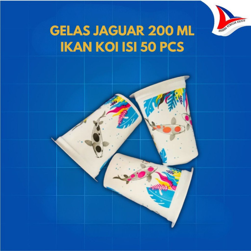 Gelas Jaguar 200 Ml Koi / Gelas Plastik Ikan Koi Isi 50 Pcs