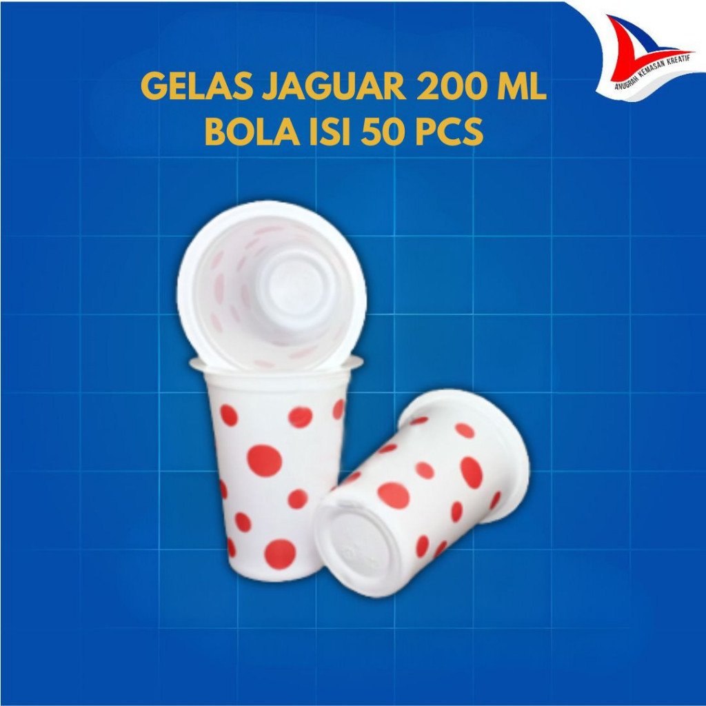 Gelas Jaguar 200 Ml Bola / Gelas Plastik Bola Polkadot Isi 50 Pcs
