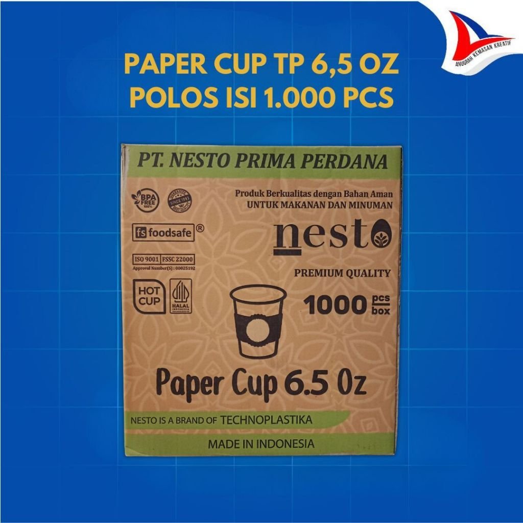 Paper Cup Tp 6,5 Oz Motif / Gelas Kertas Kopi Isi 1.000 Pcs (1 Karton)