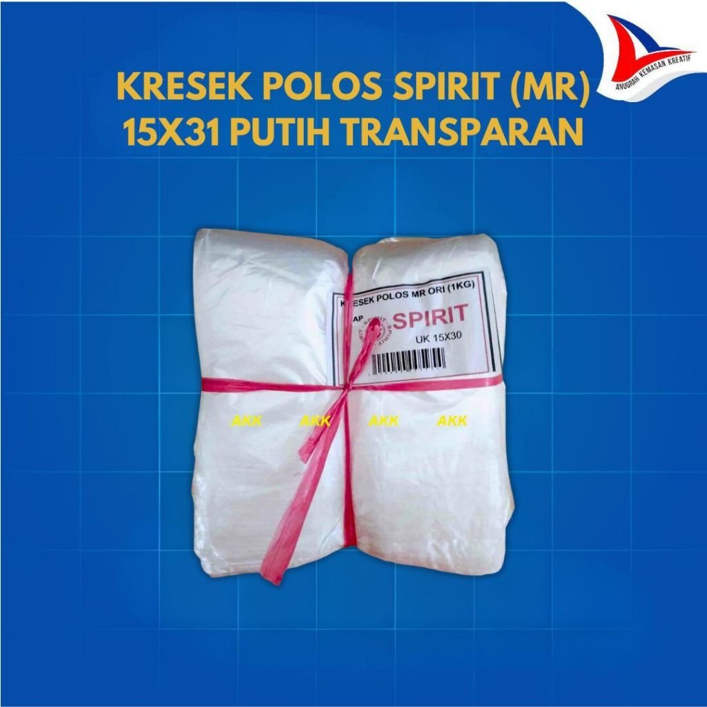 Kresek Polos Spirit (Mr) 15x31 Putih Transparan Ori / Kantong Plastik Isi 1 Kg