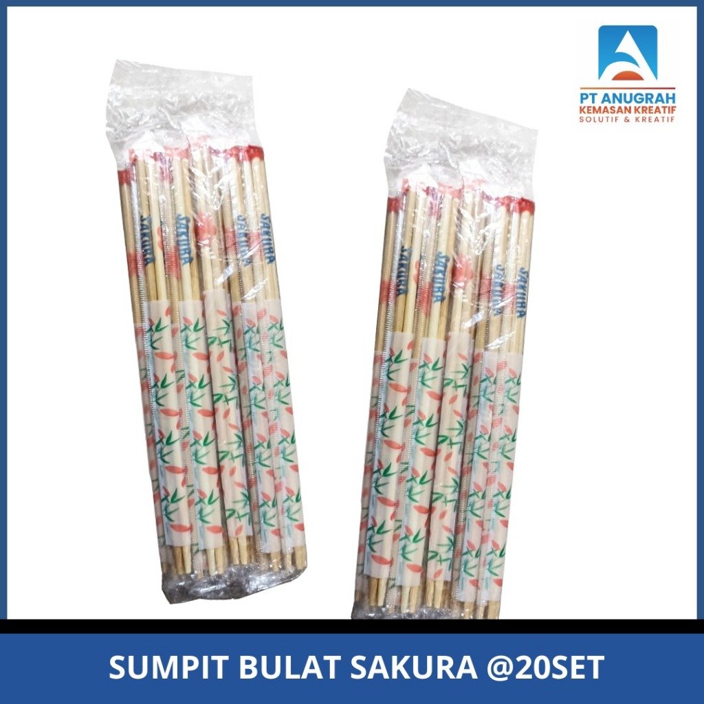 Sumpit Bulat Sakura Sumpit Bambu Steril 20 Pasang - Praktis & Higienis