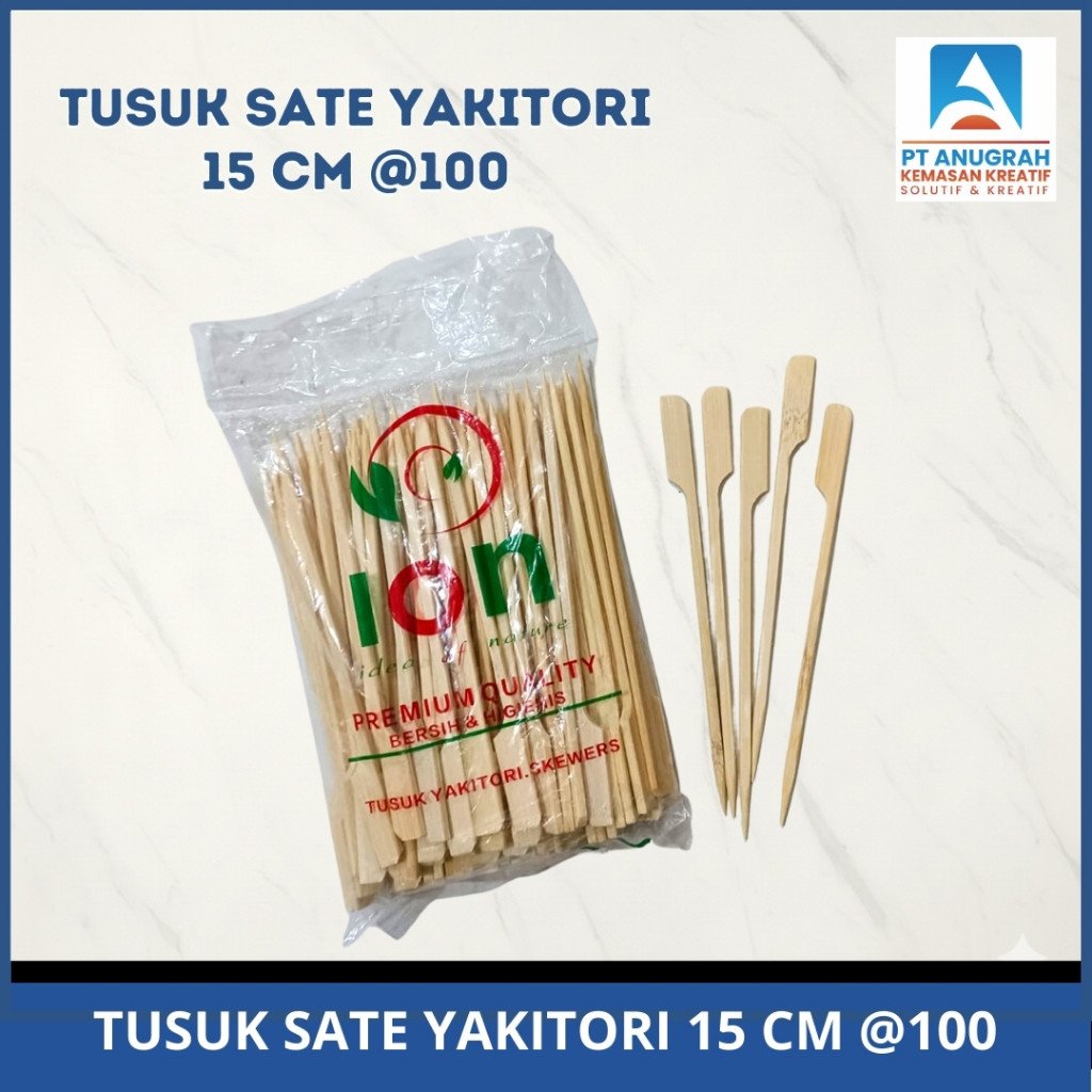 Tusuk Sate Yakitori 15cm isi 100 pcs Perpack / Tusuk Sate Dayung Tusuk Sate Yakitori Merk ION