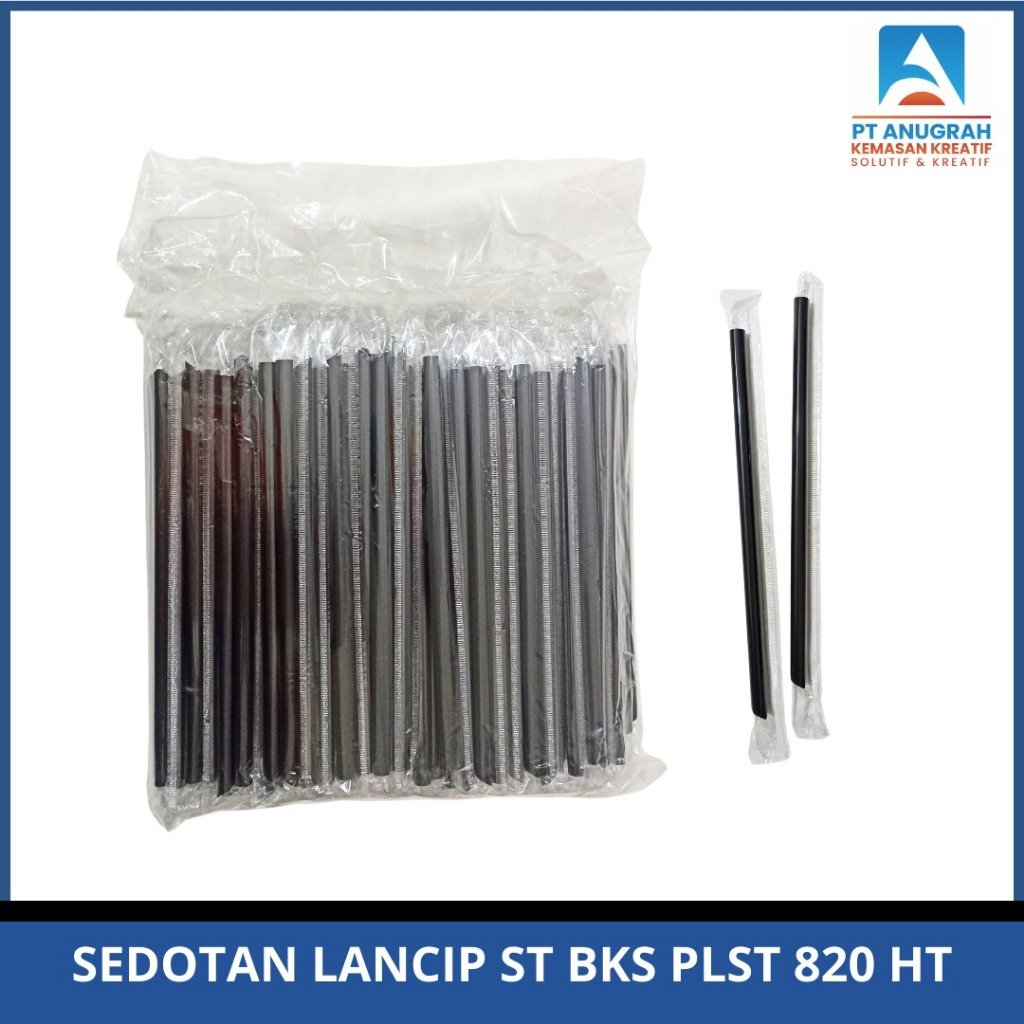 Sedotan Lancip ST Steril Bungkus Plastik Warna Hitam 820 Isi 250 Pcs Perpak Higenis