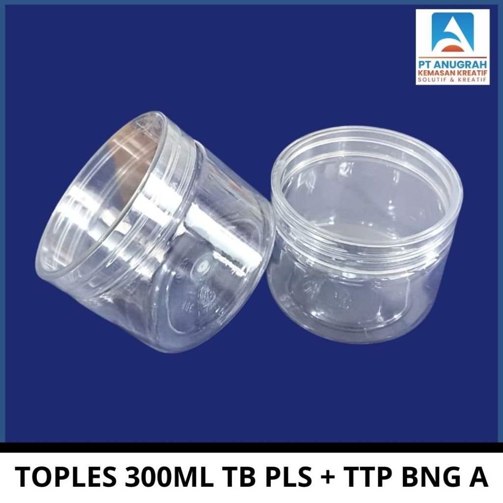 Toples Plastik PET TB Polos 300ml Bening Transparan + Tutup Bening D90 1 PCS