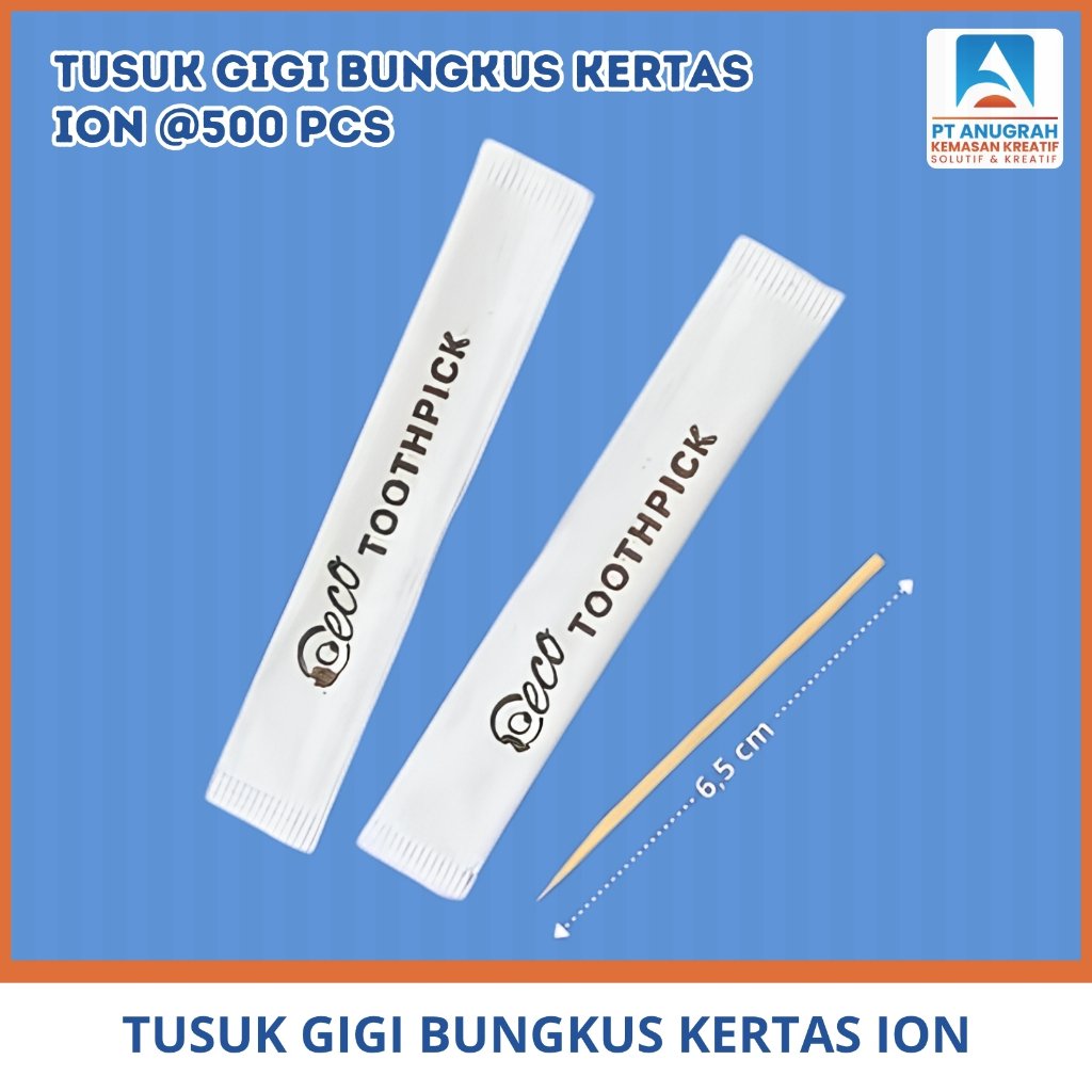 Tusuk Gigi Bungkus Kertas Higienis Praktis Merk ION Isi 500Pcs Perpack