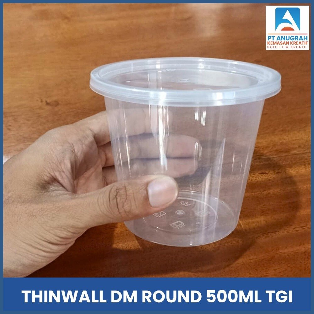 Thinwall DM Round Ukuran 500ML Mangkok Tinggi Puding Cup Puding Plastik Isi 25 Pcs