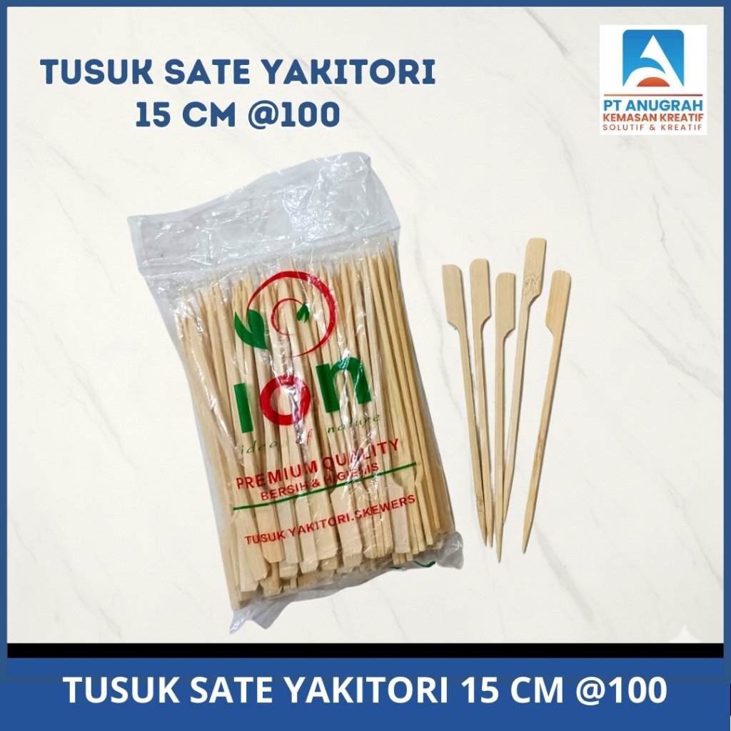Tusuk Sate Yakitori 15cm isi 100 pcs Perpack / Tusuk Sate Dayung Tusuk Sate Yakitori Merk ION