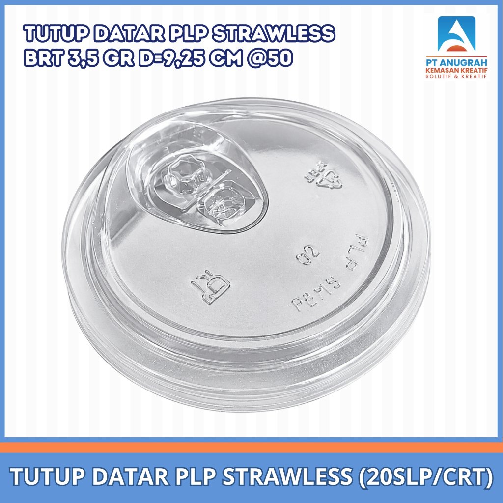 Tutup Gelas Cup Lid Strawless PLP Datar 3,5GR D=9,25 CM Isi 50 Pcs Perslop