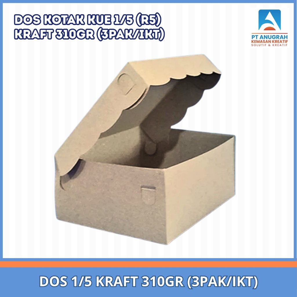(100 PCS) Dos R5 Kraft 310 Gr / Dos Kue / Kotak Kue