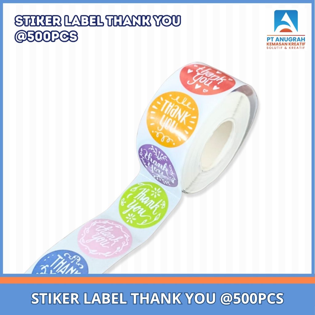 Stiker Label Thank You Tempelan Ucapan Terima Kasih Stiker Hampers Stiker Makanan isi 500 Pcs Per rol