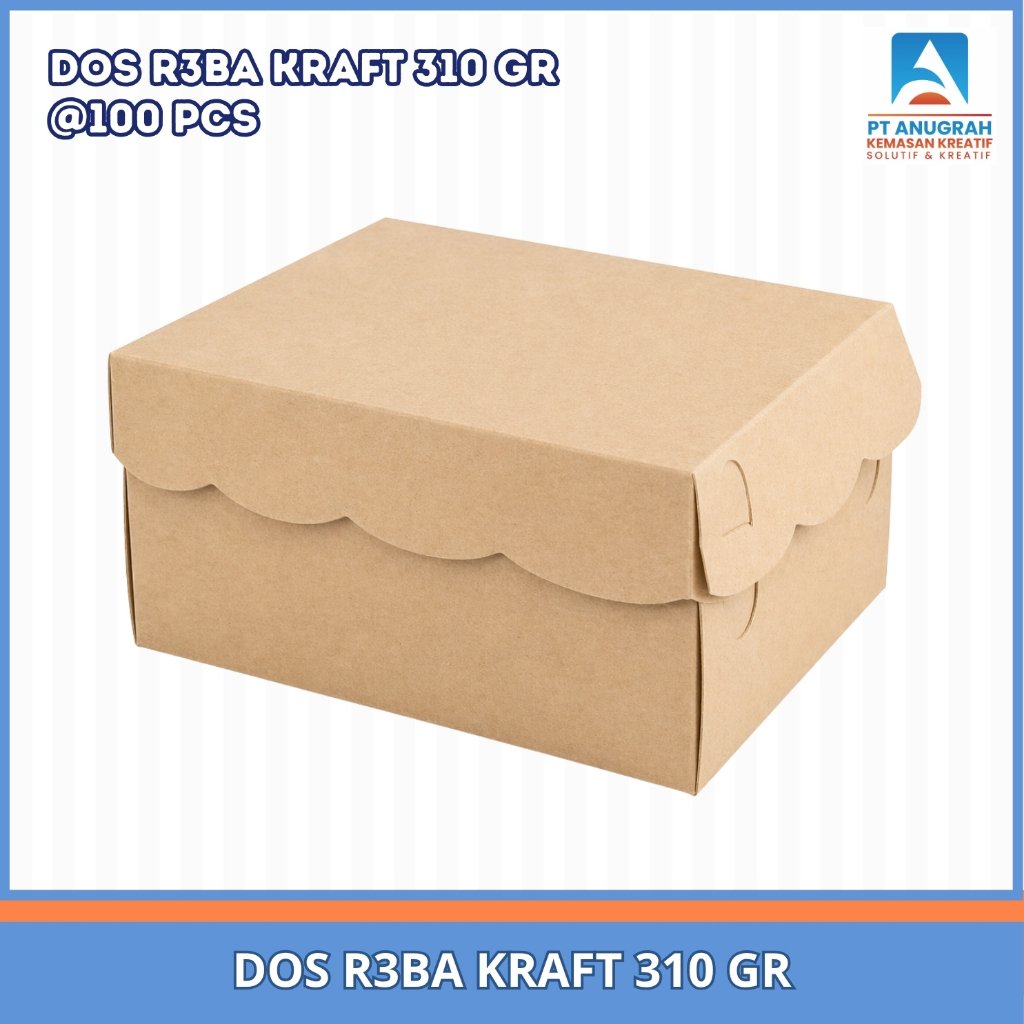 (100 PCS) Dos R3ba Kraft Tebal 310gr / Dos Kotak Kue