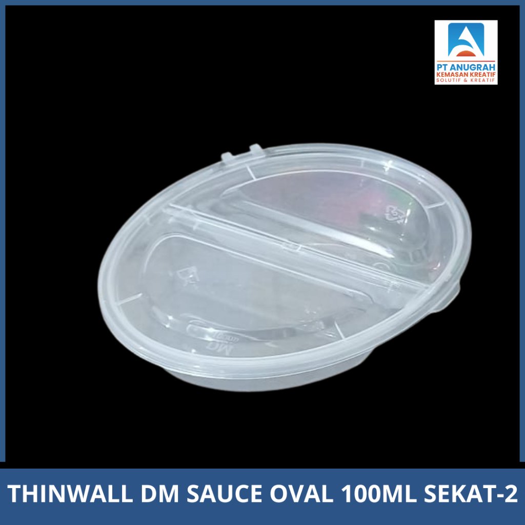 Thinwall Dm Sauce Oval 100ml Sekat 2 / Thinwall Saus Oval Isi 50pcs