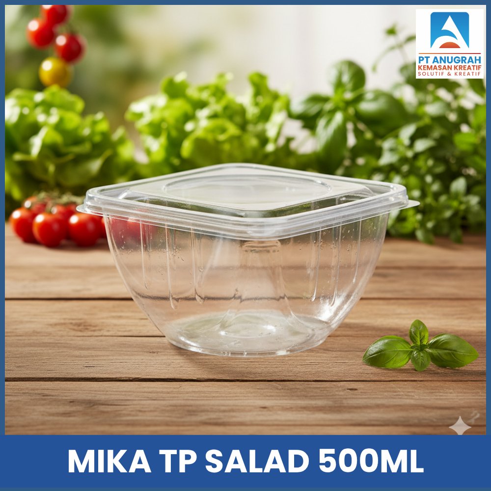 Technoplast Mika Mangkok Salad 500ml + Tutup Isi 50 Pcs