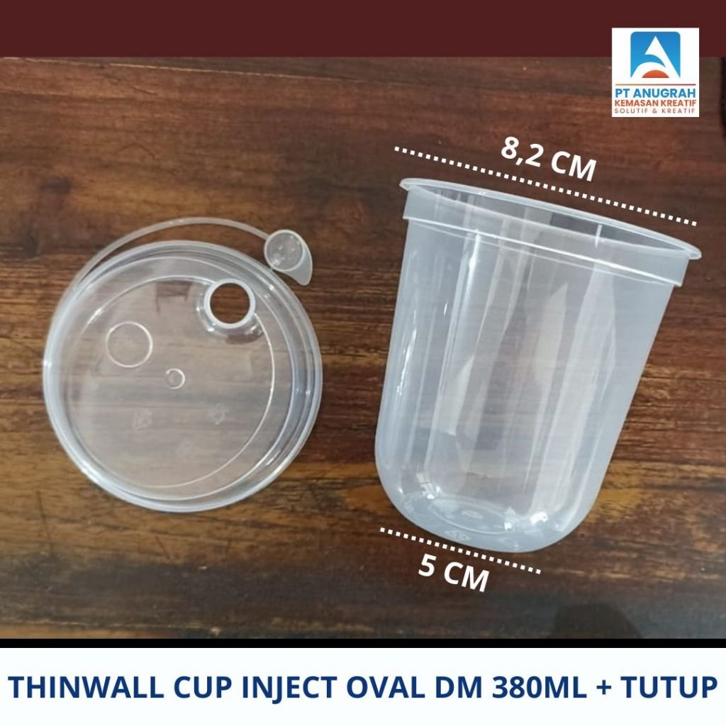 Thinwall Cup Inject Merk DM 380ML + TUTUP (25 SET)