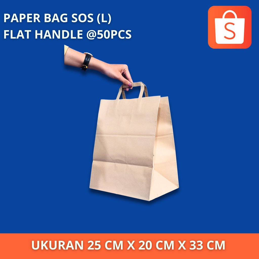 Paper Bag Sos Kraft (L) Flat Handle @50pcs