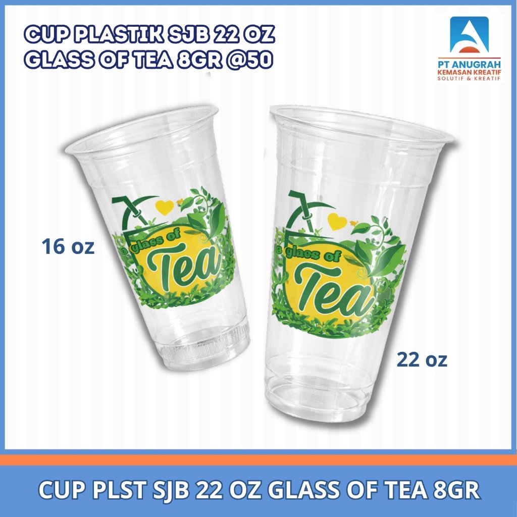 Gelas Plastik 22 Oz Motif Glass Of Tea 8gr @50 Gelas Es teh Motif