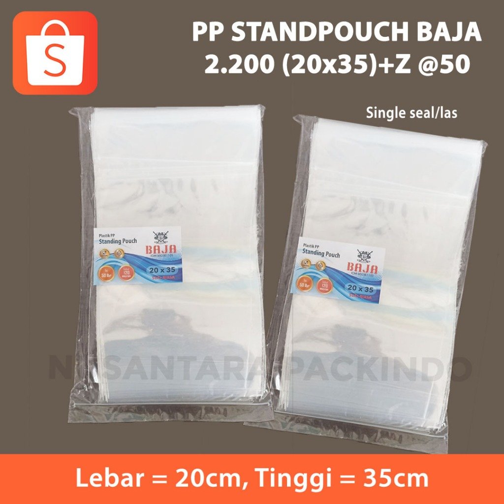STAND POUCH BAJA 2200gr 20X35 + ZIPPER / KEMASAN KOPI (50 PCS)