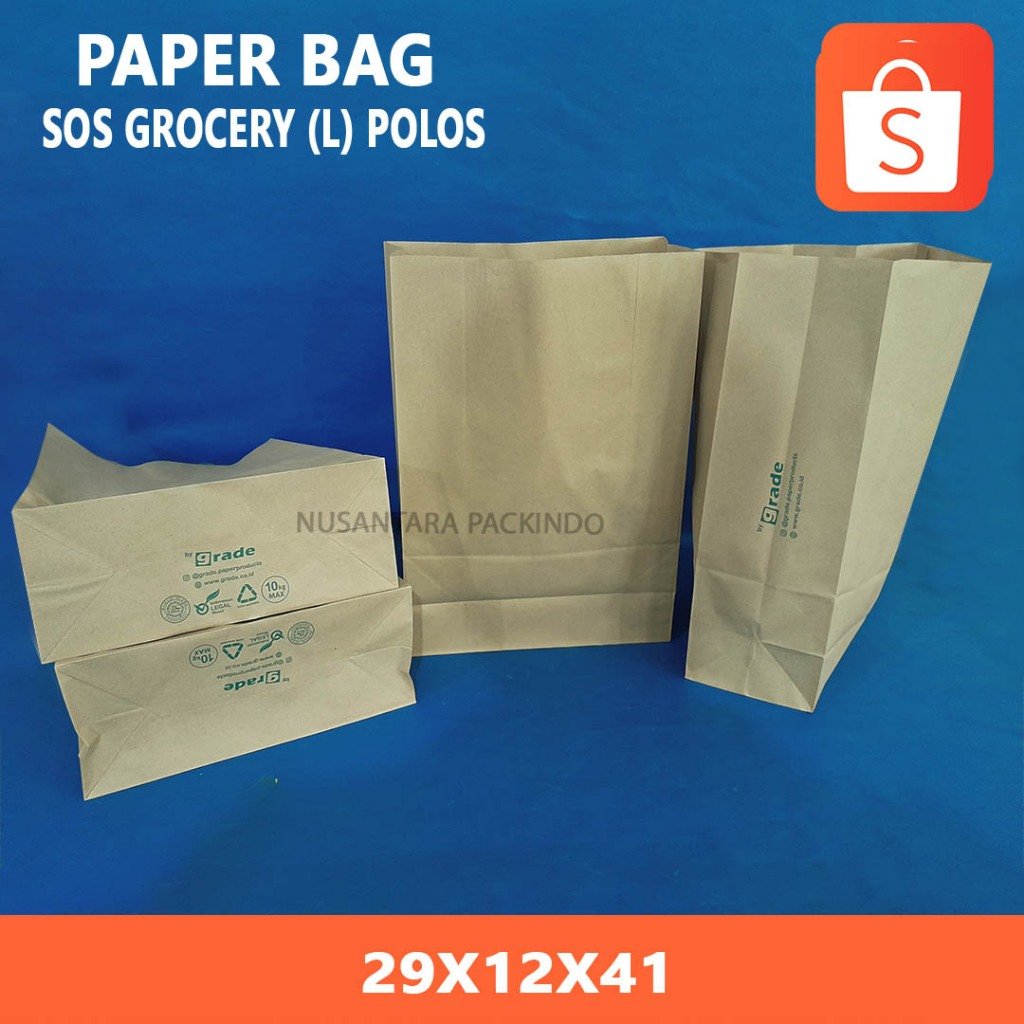 Paper Bag Sos Grocery (L) 40gsm Polos @50pcs