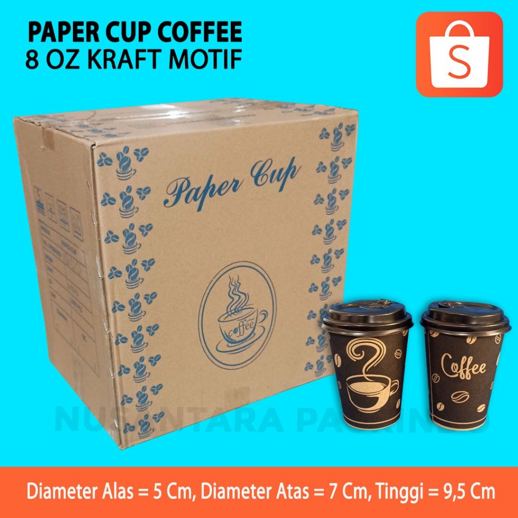 Paper Cup Coffee 8 Oz Kraft Motif (1 Karton)