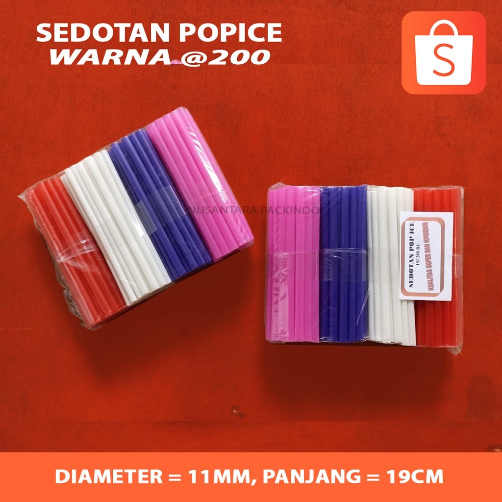Sedotan Pop Ice Warna D11mm P19cm @200bj