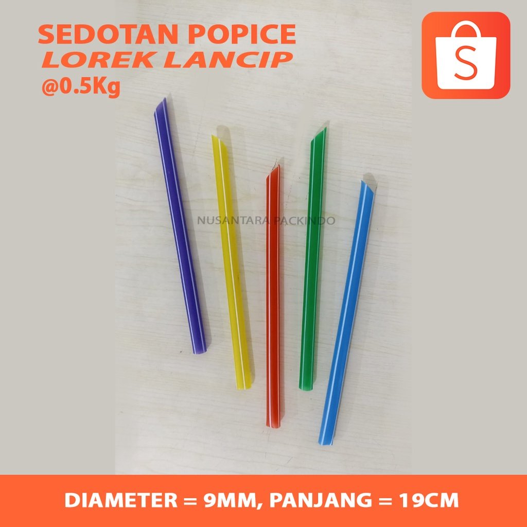 Sedotan Pop Ice Lorek Lancip D9mm P19cm (1 Kg)
