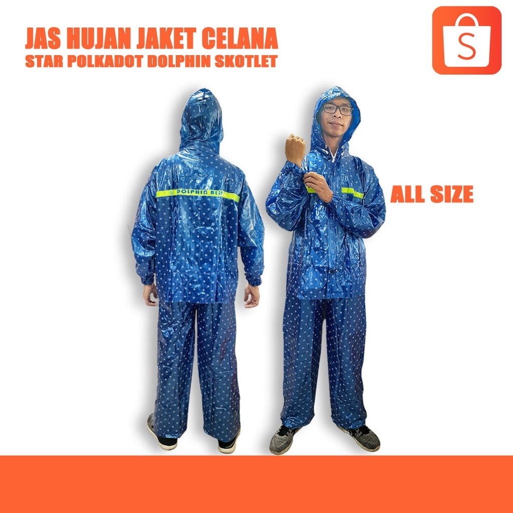 Jas Hujan Jaket Celana Star Polkadot Scotlet (Pcs)