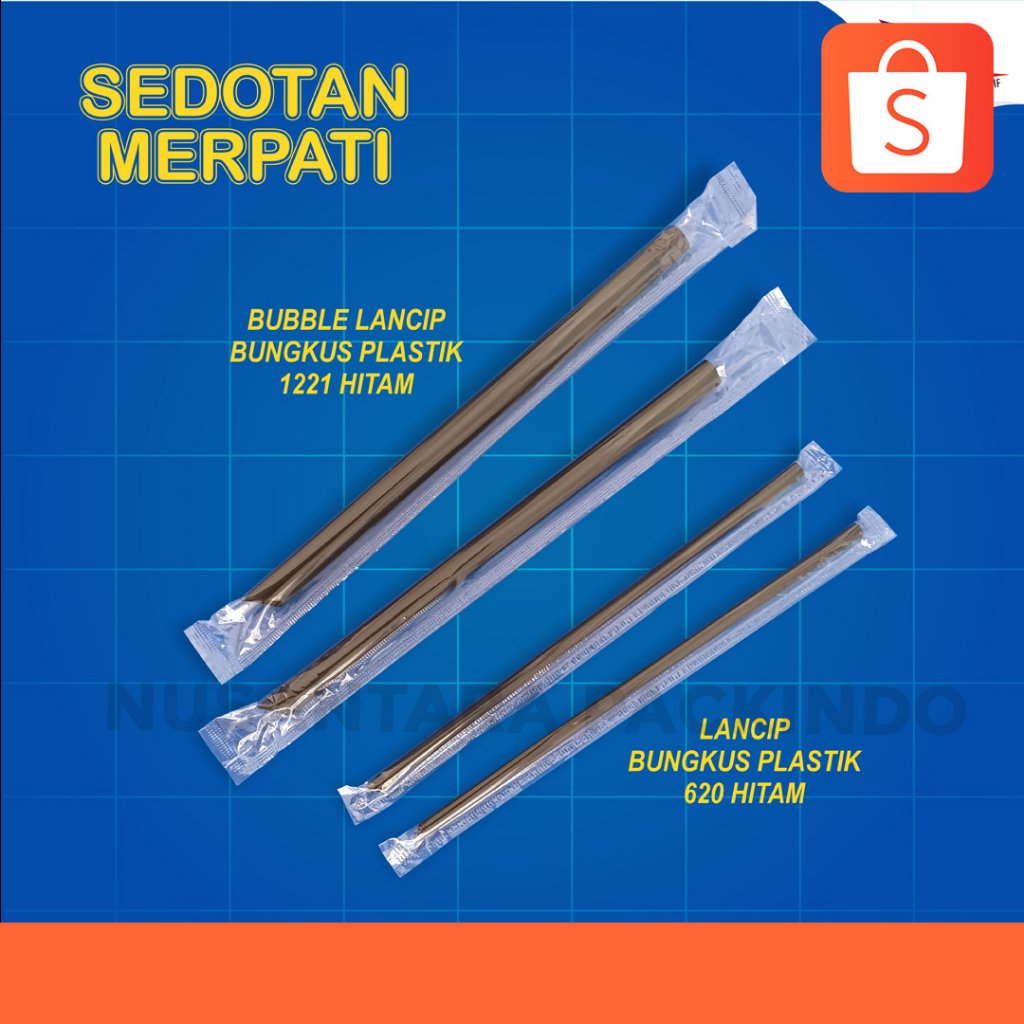 Sedotan Lancip Bungkus Plastik 620 Hitam Cap Merpati Isi 500 Pcs
