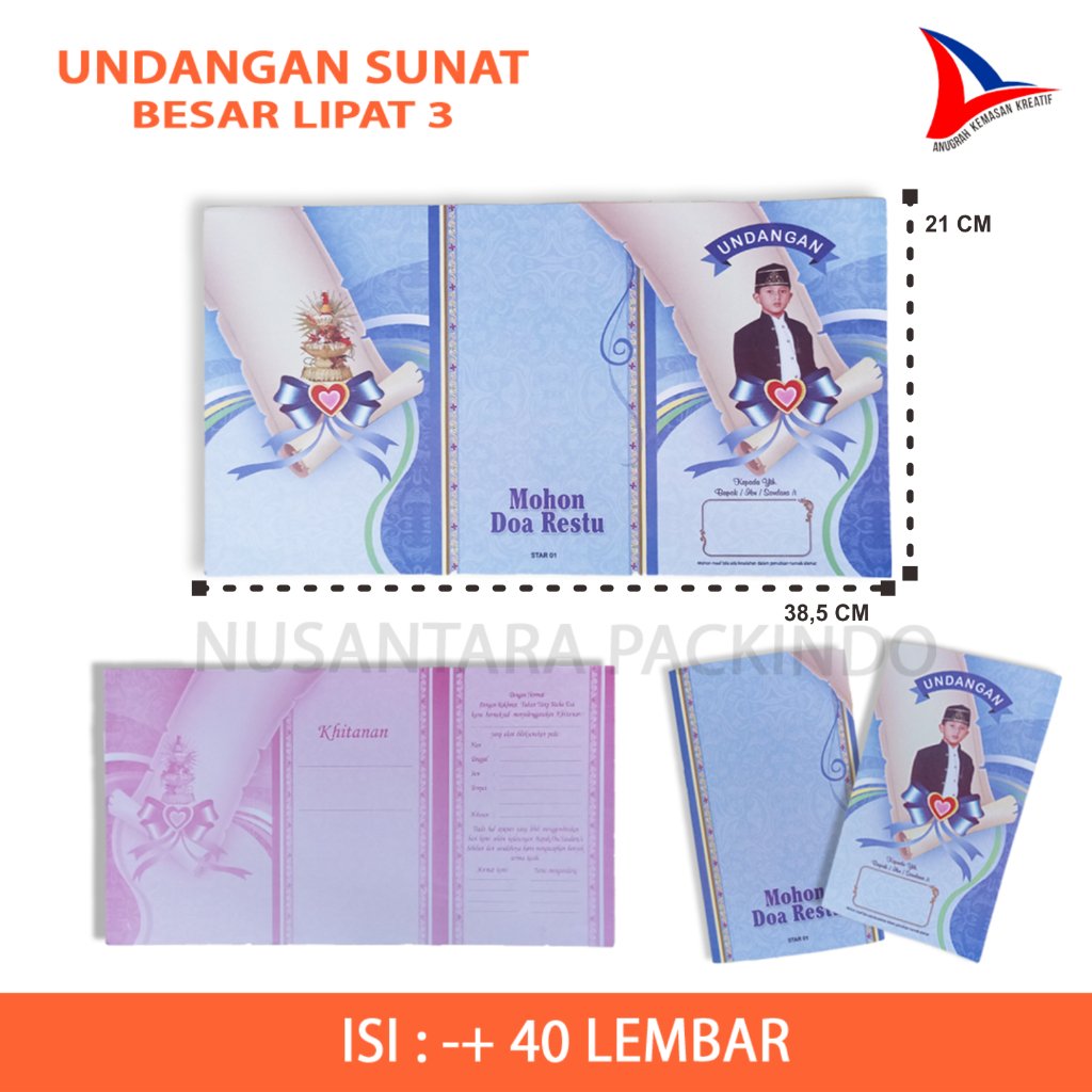 Undangan Khitan Jadul Lipat 3 / Undangan Sunat