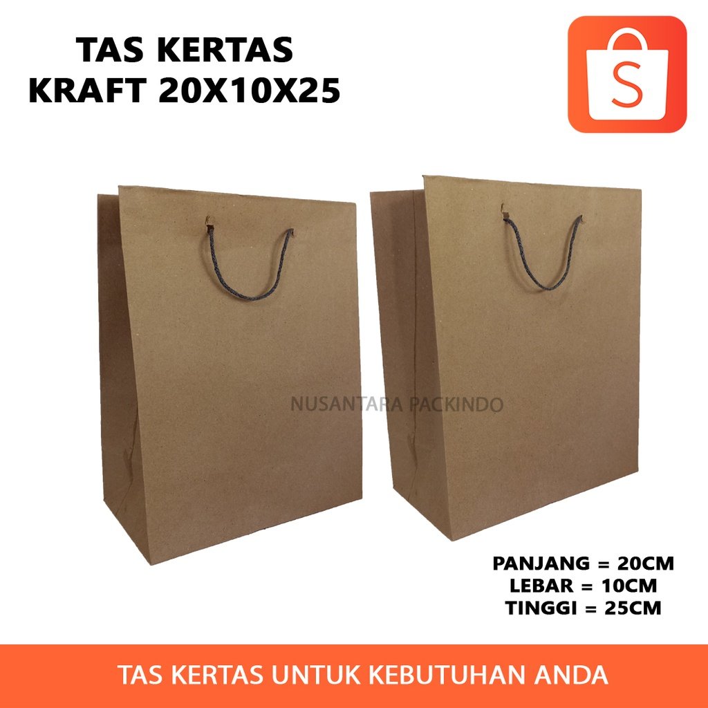 Tas Kertas Kraft 20x10x25 (12pcs)