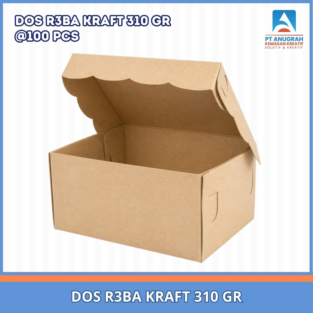 Dos R3ba Kraft Tebal 310gr / Dos Kotak Kue (100 Lembar)