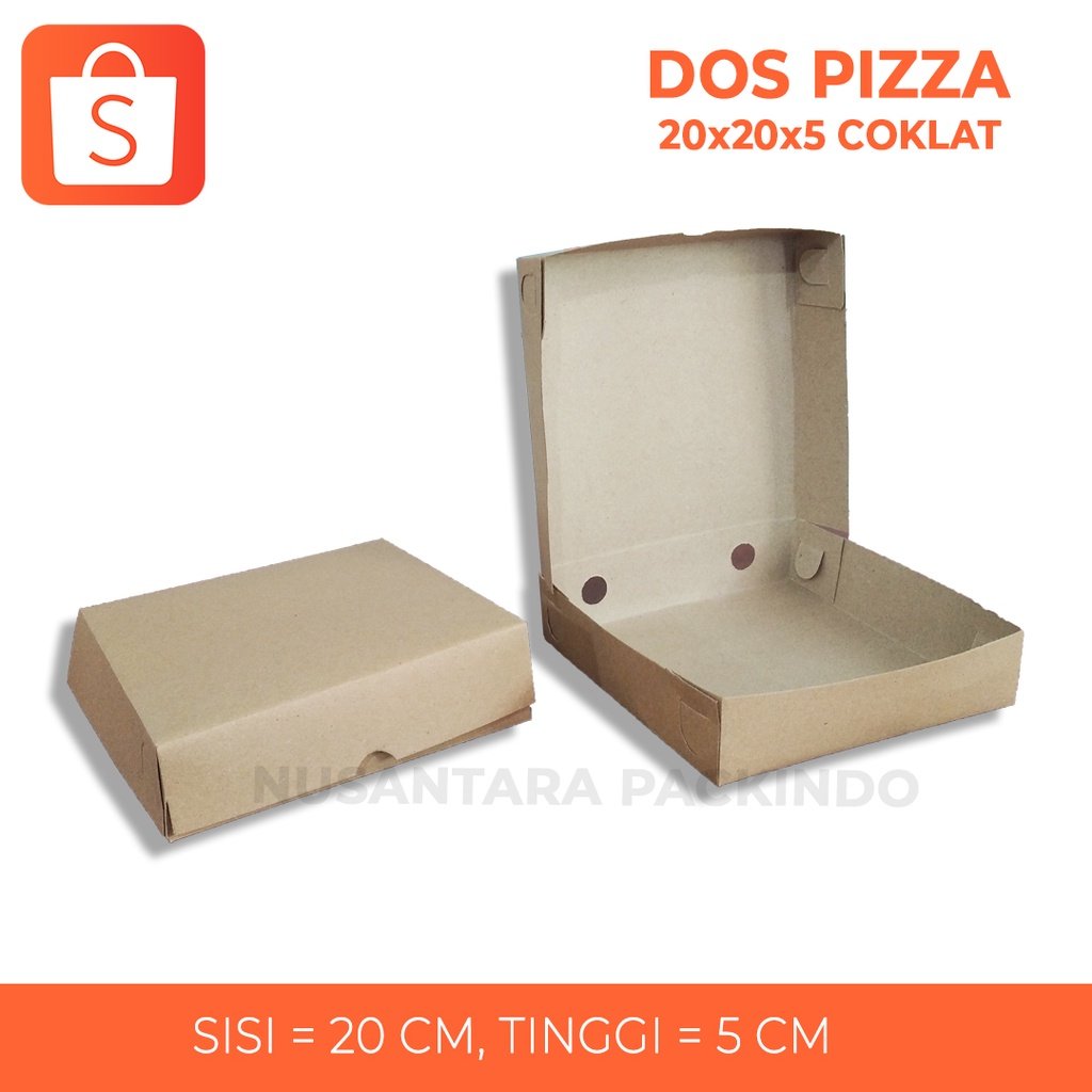 Dos Pizza 20x20x5 Kraft / Kotak Pizza (100 Pcs)