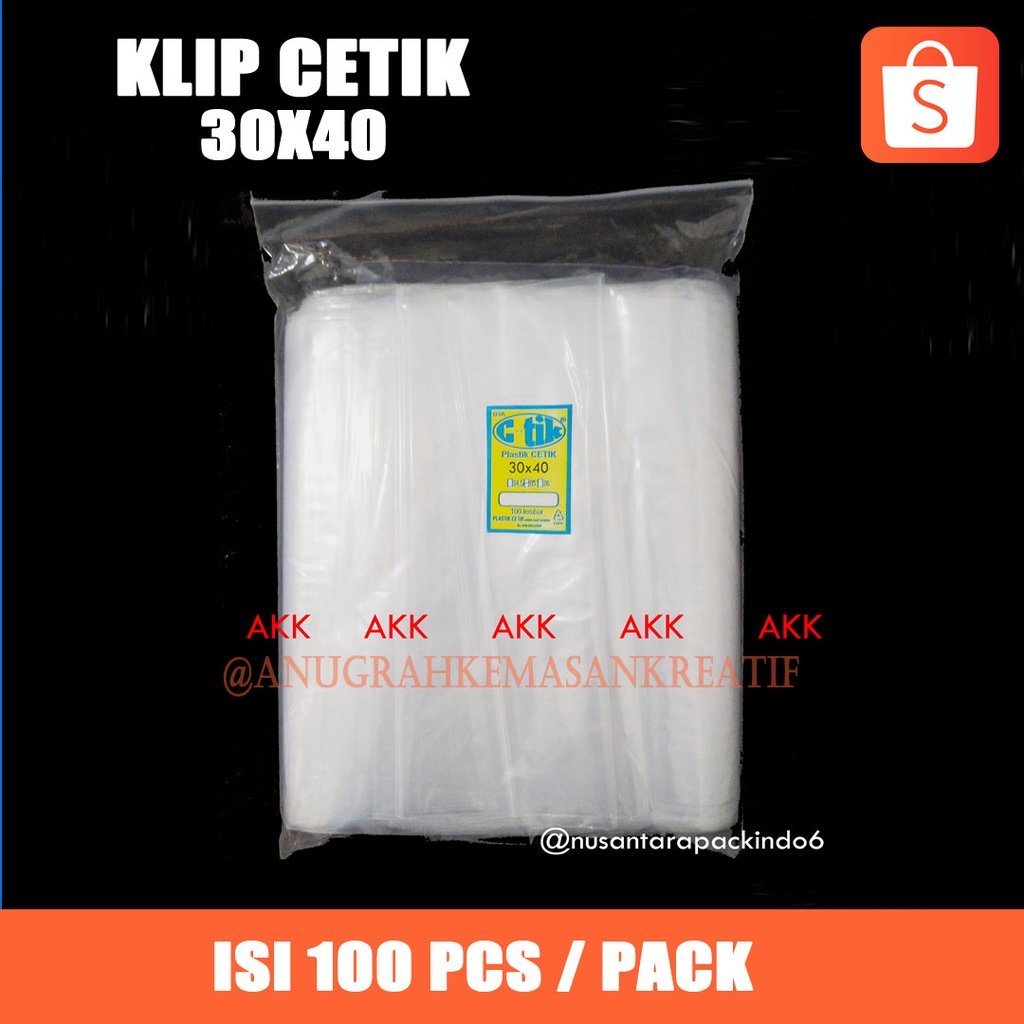 PLASTIK KLIP CETIK C-Tik 30X40 ISI 100 PCS