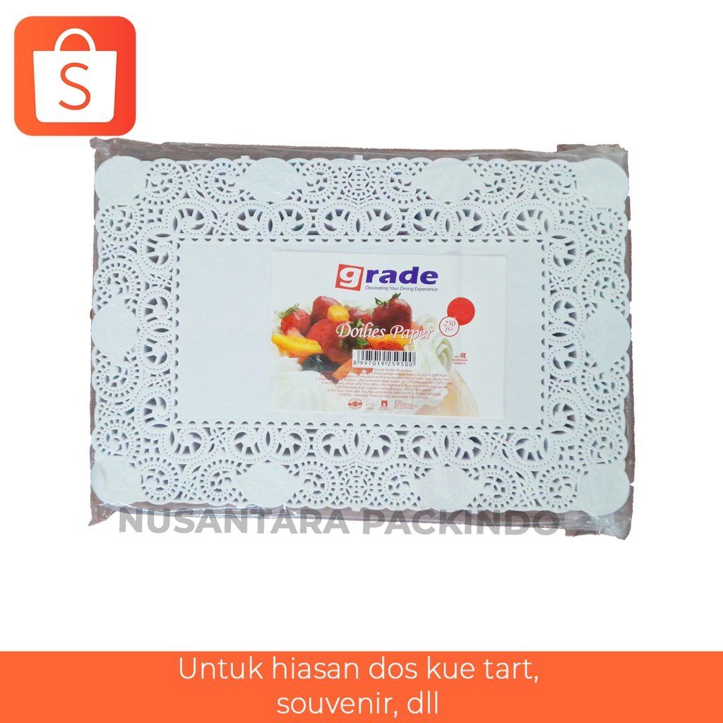 KERTAS RENDA DOILIES PAPER RECTANGLE 30x40 INCH PUTIH ISI 250 PCS