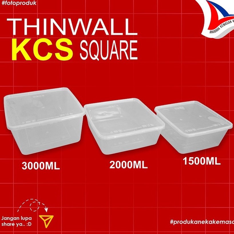 Thinwall Kcs Square 3000 Ml (25 Pcs)