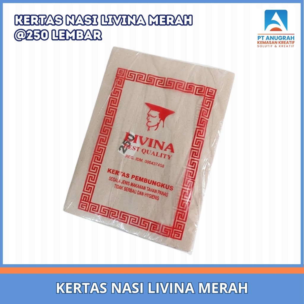 Kertas Nasi Coklat / Kertas Minyak Livina Merah Murah (250lbr)
