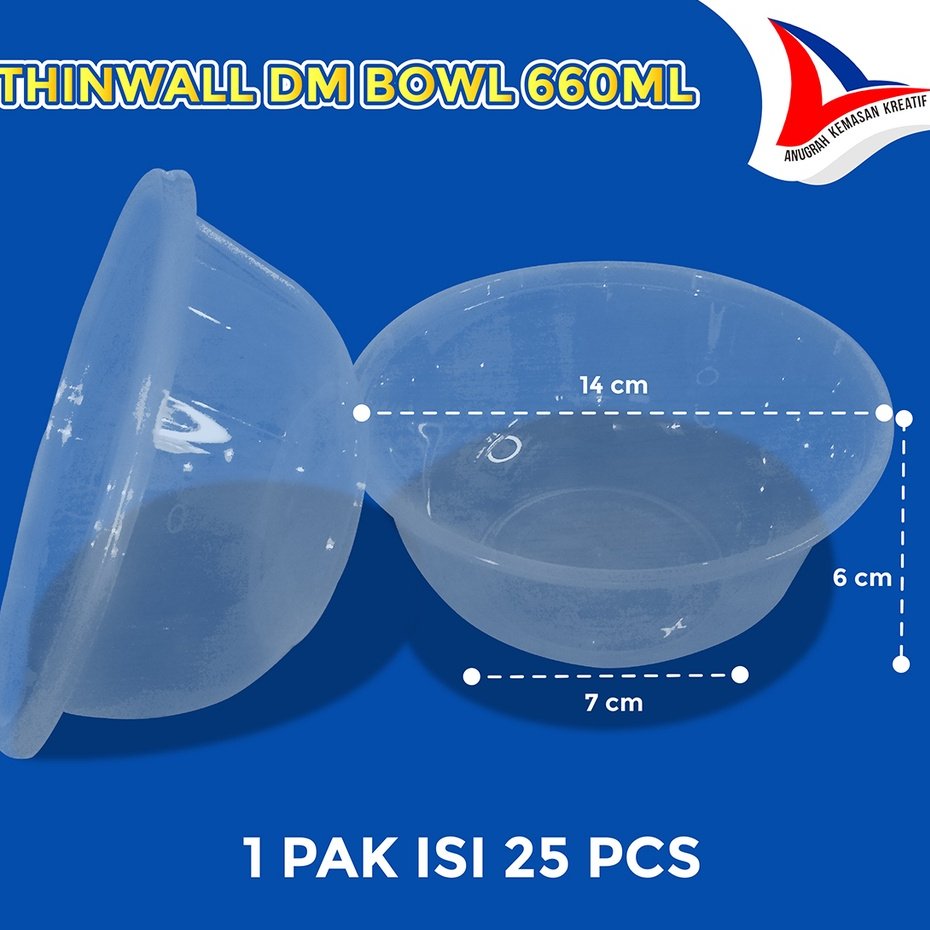 Thinwall Dm Bowl 660ml (25 Pcs) / Mangkok Salad / Cup Gulai