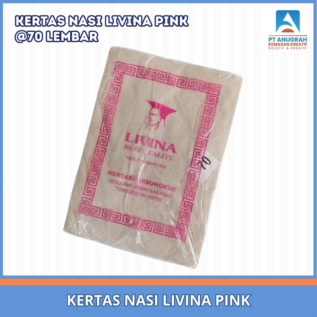 Kertas Nasi Coklat / Kertas Minyak Livina Pink Murah (70 Lbr)