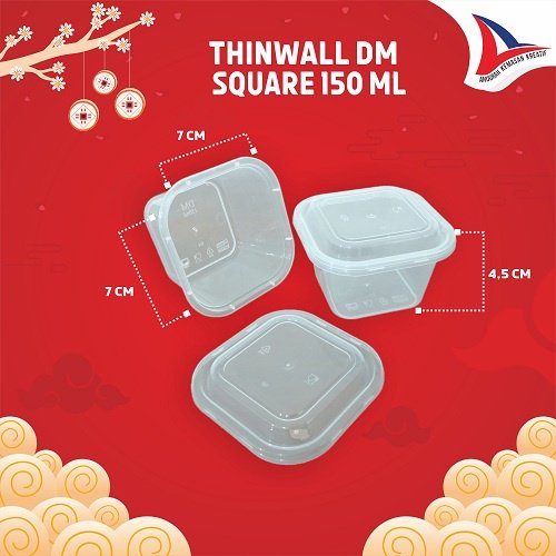 Thinwall Dm Square 150 Ml / Kotak Makan / Mika Box / Thinwall Box (25 Pcs)