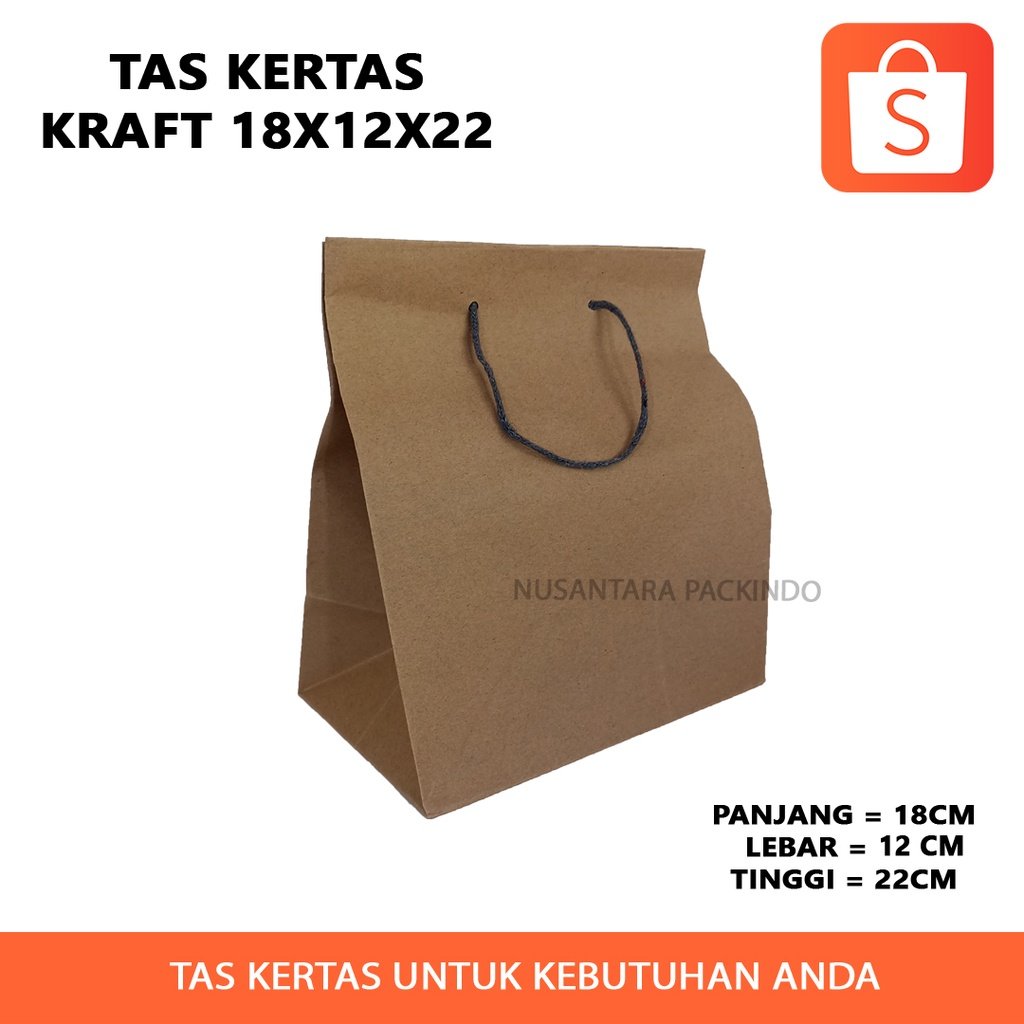 Tas Kertas Kraft 18x12x22 (12 Pcs)