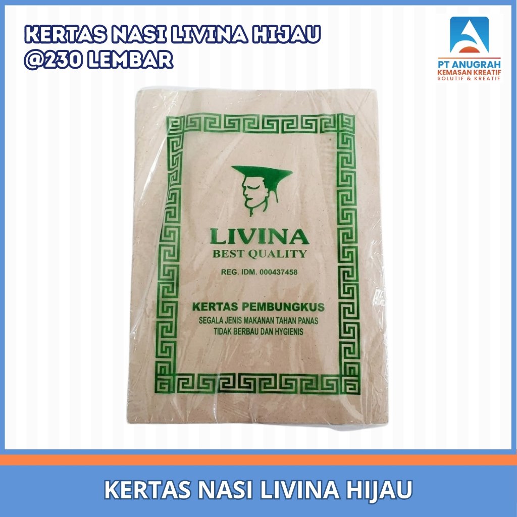 Kertas Nasi Coklat / Kertas Minyak Livina Hijau Murah (230 Lbr)