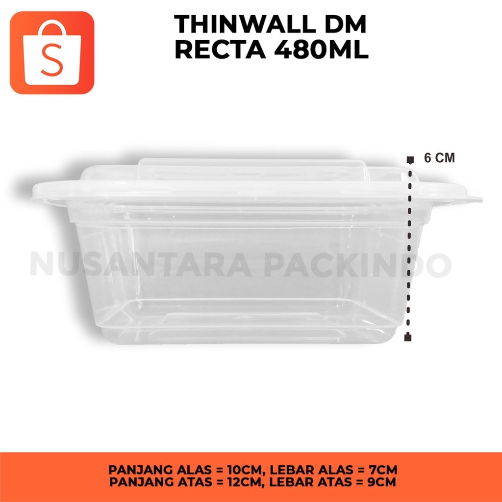 Thinwall Dm Recta 480 Ml / Kotak Makan / Thinwall Box (50pcs)