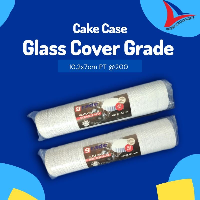 CAKE CASE GLASS COVER GRADE 10,2x7 CM PUTIH / CUP KUE (200PCS)