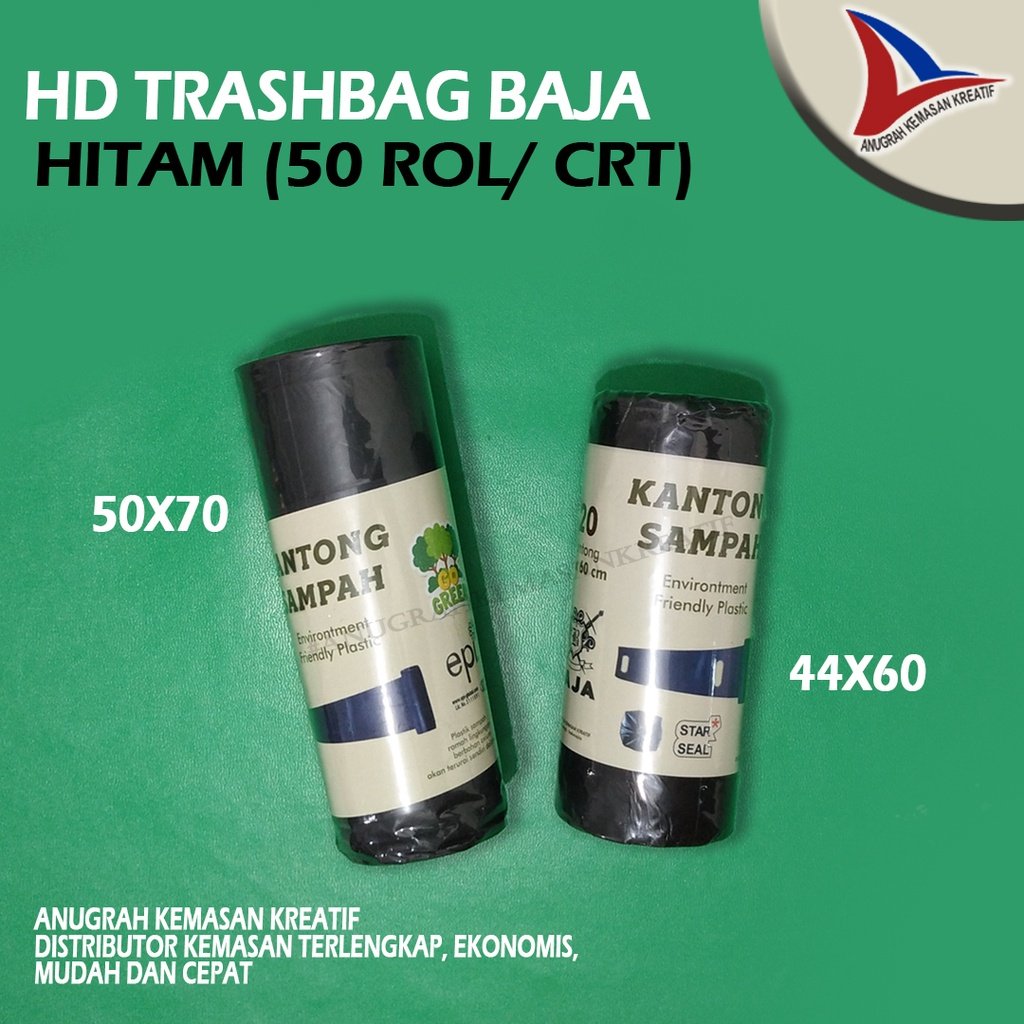 Hd Trash Bag Baja 50x70 Hitam Isi 12 Lembar / Kantong Plastik Sampah