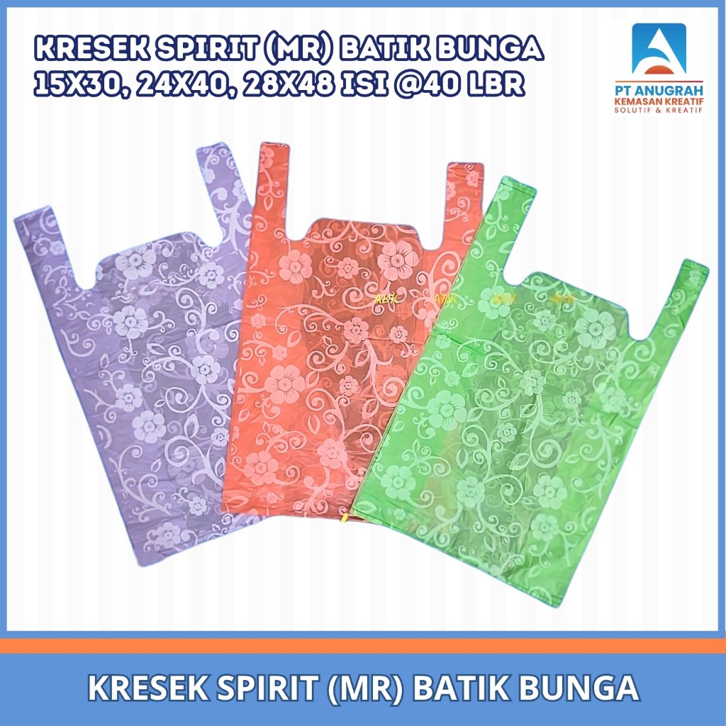 Kantong Kresek Spirit (Mr) 24x40 Warna Batik Bunga Isi 40 Lembar